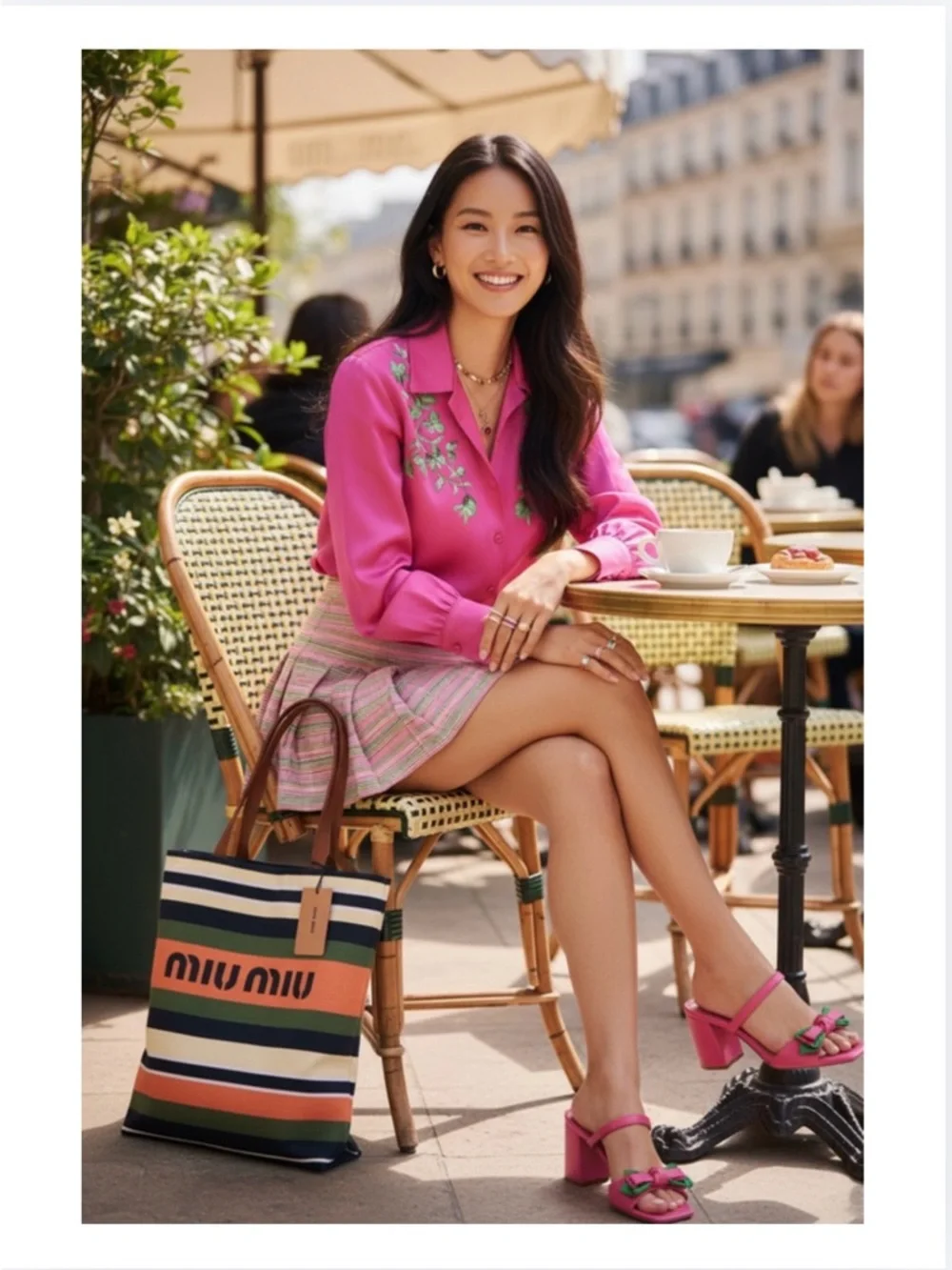 MIU MIU Black, Green, Pink, & White Tote Bag,. NWT